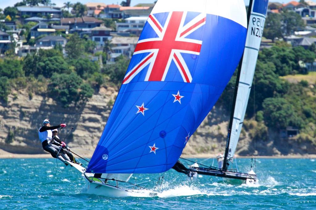 Alex Maloney and Molly Meech - 49erFX 035 - Oceanbridge NZL Sailing Regatta - Day 1 © Richard Gladwell www.photosport.co.nz